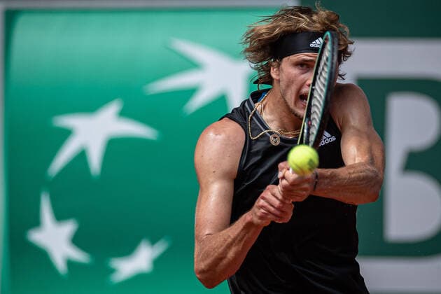 Alexander ZVEREV of Germany plays a ball during his men s single against Stefanos TSITSIPAS of Greece on the Semi final of the French Open tennis tournament at Roland Garros in Paris, France, 11 June 2021.  Copyright: xAurelienxMorissardx