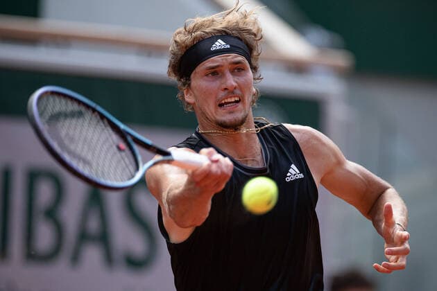 Alexander ZVEREV of Germany plays a ball during his men s single against Stefanos TSITSIPAS of Greece on the Semi final of the French Open tennis tournament at Roland Garros in Paris, France, 11 June 2021.  Copyright: xAurelienxMorissardx