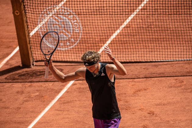 Alexander ZVEREV of Germany reacts during his men s single against Stefanos TSITSIPAS of Greece on the Semi final of the French Open tennis tournament at Roland Garros in Paris, France, 11 June 2021.  Copyright: xAurelienxMorissardx