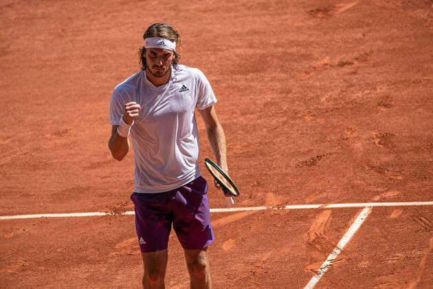 Stefanos TSITSIPAS of Greece reacts during his men s single against Alexander ZVEREV of Germany on the Semi final of the French Open tennis tournament at Roland Garros in Paris, France, 11 June 2021.  Copyright: xAurelienxMorissardx
