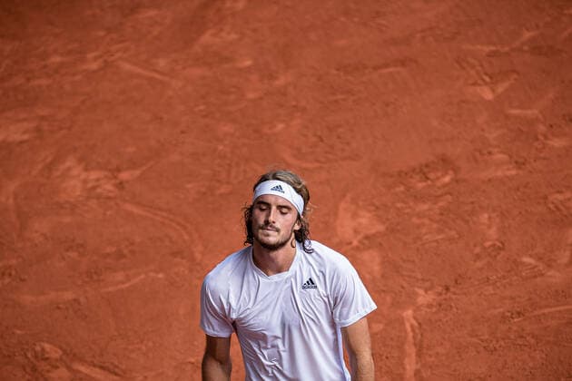 Stefanos TSITSIPAS of Greece reacts during his men s single against Alexander ZVEREV of Germany on the Semi final of the French Open tennis tournament at Roland Garros in Paris, France, 11 June 2021.  Copyright: xAurelienxMorissardx