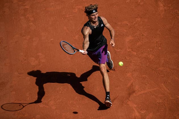 Alexander ZVEREV of Germany plays a ball during his men s single against Stefanos TSITSIPAS of Greece on the Semi final of the French Open tennis tournament at Roland Garros in Paris, France, 11 June 2021.  Copyright: xAurelienxMorissardx