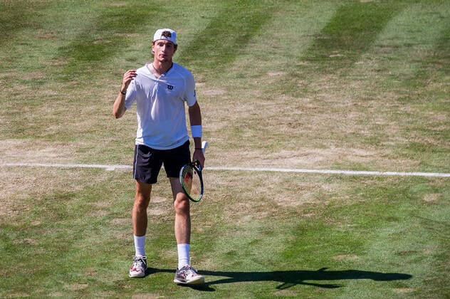 Ugo Humbert FRA playing Ugo Humbert FRA vs Felix Auger Aliassime FRA ATP 250 ATP TOUR ATP Lawn Tournament MercedesCup 2021 on 11 06 2021 in Stuttgart TC Weissenhof , Baden Wuerttemberg, Germany Stuttgart 11 06 21 Tennis , 11 06 2021, Stuttgart Germany xpxsdx