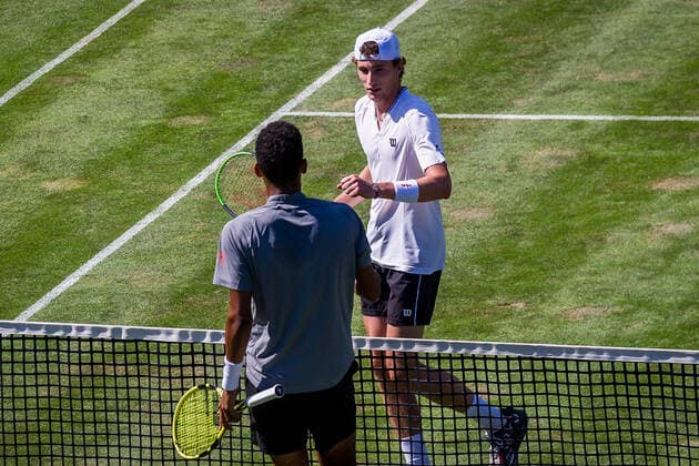Ugo Humbert FRA vs Felix Auger Aliassime FRA ATP 250 ATP TOUR ATP Lawn Tournament MercedesCup 2021 on 11 06 2021 in Stuttgart TC Weissenhof , Baden Wuerttemberg, Germany Stuttgart 11 06 21 Tennis , 11 06 2021, Stuttgart Germany xpxsdx