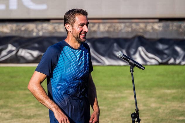 Marin Cilic CRO Laughter joy after victory against Shapovalov during the match Denis Shapovalov CAN vs Marin Cilic CRO ATP 250 ATP TOUR ATP Lawn Tournament MercedesCup 2021 on 11 06 2021 in Stuttgart TC Weissenhof , Baden Wuerttemberg, Germany Stuttgart 11 06 21 Tennis , 11 06 2021, Stuttgart Germany xpxsdx