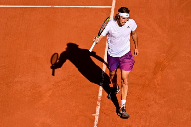joie de Stefanos Tsitsipas (Gre) TENNIS : Internationaux de France Roland Garros 2021 - Paris - 11 06 2021 JBAutissier Panoramic 