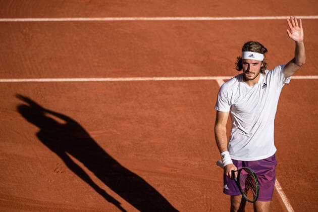 Stefanos TSITSIPAS of Greece celebrates after winning his men s single against Alexander ZVEREV of Germany on the Semi final of the French Open tennis tournament at Roland Garros in Paris, France, 11 June 2021.  Copyright: xAurelienxMorissardx