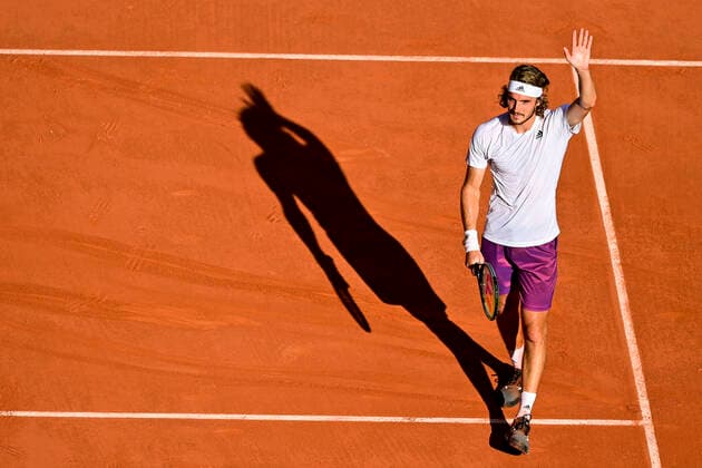 joie de Stefanos Tsitsipas (Gre) TENNIS : Internationaux de France Roland Garros 2021 - Paris - 11 06 2021 JBAutissier Panoramic 