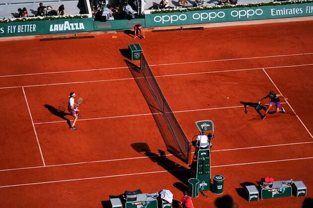 Mandatory Credit: Photo by Javier Garcia BPI Shutterstock (12058128ek) Stefanos Tsitsipas and Alexander Zverev during their semi final match French Open Tennis, Day Thirteen, Roland Garros, Paris, France - 11 Jun 2021 French Open Tennis, Day Thirteen, Roland Garros, Paris, France - 11 Jun 2021  Copyright: xJavierxGarcia BPI Shutterstockx 12058128ek