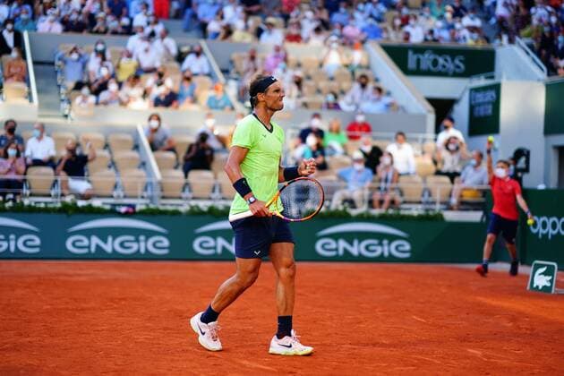 Mandatory Credit: Photo by Javier Garcia BPI Shutterstock (12058128gx) Rafael Nadal during his semi final match French Open Tennis, Day Thirteen, Roland Garros, Paris, France - 11 Jun 2021 French Open Tennis, Day Thirteen, Roland Garros, Paris, France - 11 Jun 2021  Copyright: xJavierxGarcia BPI Shutterstockx 12058128gx