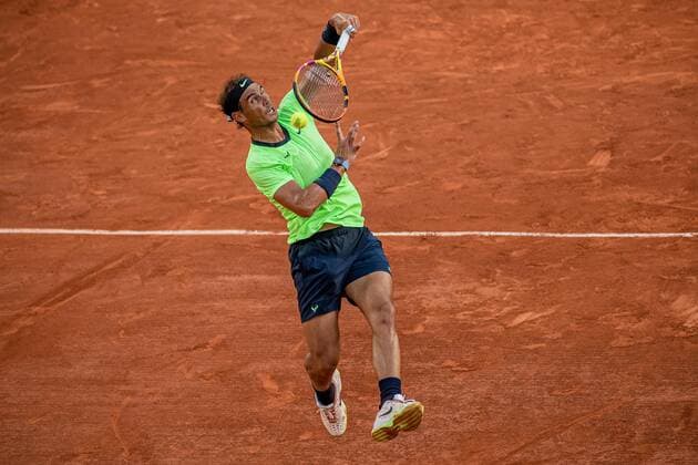 Rafael NADAL of Spain plays a ball during his men s single against Novak DJOKOVIC of Serbia on the Semi final of the French Open tennis tournament at Roland Garros in Paris, France, 11 June 2021.  Copyright: xAurelienxMorissardx