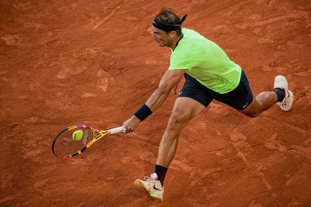 Rafael NADAL of Spain plays a ball during his men s single against Novak DJOKOVIC of Serbia on the Semi final of the French Open tennis tournament at Roland Garros in Paris, France, 11 June 2021.  Copyright: xAurelienxMorissardx