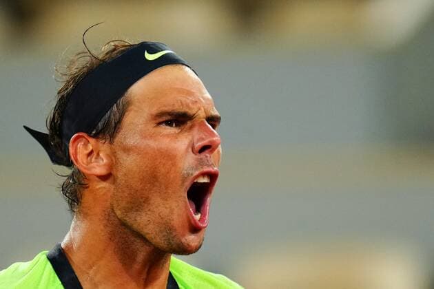 Mandatory Credit: Photo by Javier Garcia BPI Shutterstock (12058128mv) Rafael Nadal celebrates during his semi final match French Open Tennis, Day Thirteen, Roland Garros, Paris, France - 11 Jun 2021 French Open Tennis, Day Thirteen, Roland Garros, Paris, France - 11 Jun 2021  Copyright: xJavierxGarcia BPI Shutterstockx 12058128mv