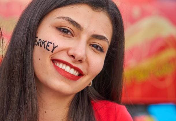 Turkish female fans at the Olympic Stadion of Rome before the match TURKEY - ITALY Football European Championships 2020, 2021 Season 2020 2021 ROME, ITALY, JUNE 11, 2021.