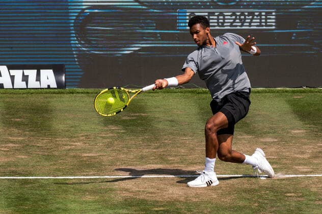 Felix Auger Aliassime CAN Germany, Stuttgart, 12 06 2021, Tennis, ATP250, MercedesCup 2021, Semifinals, Felix Auger Aliassime CAN Sam Querrey USA , TC Weissenhof Foto A2 Bildagentur Peter Hartenfelser