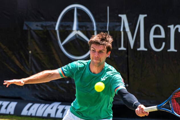 Jurij Rodionov AUT Germany, Stuttgart, 12 06 2021, Tennis, ATP250, MercedesCup 2021, Semifinals, Marin Cilic CRO Jurij Rodionov AUT , TC Weissenhof Foto A2 Bildagentur Peter Hartenfelser