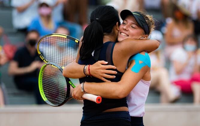 Mandatory Credit: Photo by Rob Prange Shutterstock (12070193e) Alexandra Eala of the Philippines reacts to winning the Junior Doubles Final with partner Oksana Selekhmeteva at the 2021 Roland Garros Grand Slam Tournament 2021 Roland Garros Day 14 - 12 Jun 2021 2021 Roland Garros Day 14 - 12 Jun 2021  Copyright: xRobxPrange Shutterstockx 12070193e