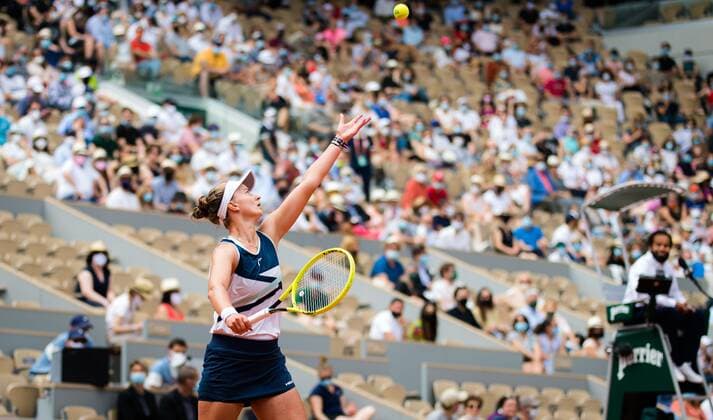 Mandatory Credit: Photo by Rob Prange Shutterstock (12070193k) Barbora Krejcikova of the Czech Republic in action during the final of the 2021 Roland Garros Grand Slam Tournament 2021 Roland Garros Day 14 - 12 Jun 2021 2021 Roland Garros Day 14 - 12 Jun 2021  Copyright: xRobxPrange Shutterstockx 12070193k