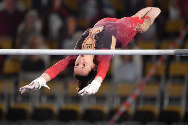 Bilder des Jahres 2021, Sport 06 Juni Sport Bilder des Tages Pauline SCHAEFER (GER),Aktion, Stufenbarren,Mehrkampf Frauen. Turnen 2.Olympiaqualifikation in Muenchen am 12.06.2021. *** Pauline SCHAEFER GER ,Action, uneven bars,all-around women gymnastics 2 Olympic qualification in Munich on 12 06 2021