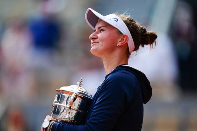 Mandatory Credit: Photo by Javier Garcia BPI Shutterstock (12058169cj) Barbora Krejcikova celebrates with the Suzanne-Lenglen cup after victory in the Women s Singles final French Open Tennis, Day Fourteen, Roland Garros, Paris, France - 12 Jun 2021 French Open Tennis, Day Fourteen, Roland Garros, Paris, France - 12 Jun 2021  Copyright: xJavierxGarcia BPI Shutterstockx 12058169cj