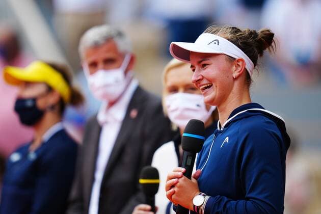 Mandatory Credit: Photo by Javier Garcia BPI Shutterstock (12058169cz) Barbora Krejcikova after victory in the Women s Singles final French Open Tennis, Day Fourteen, Roland Garros, Paris, France - 12 Jun 2021 French Open Tennis, Day Fourteen, Roland Garros, Paris, France - 12 Jun 2021  Copyright: xJavierxGarcia BPI Shutterstockx 12058169cz