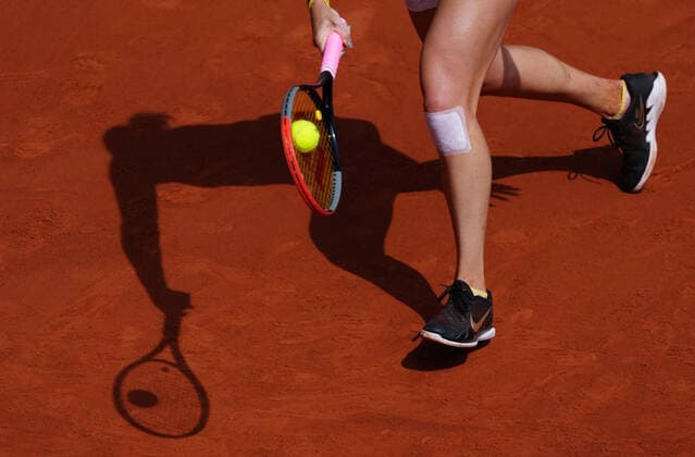 (210612) -- PARIS, June 12, 2021 -- Anastasia Pavlyuchenkova hits a return during the women s singles final between Anastasia Pavlyuchenkova of Russia and Barbora Krejcikova of the Czech Republic at the French Open tennis tournament at Roland Garros in Paris, France, June 12, 2021. ) (SP)FRANCE-PARIS-TENNIS-ROLAND GARROS-FRENCH OPEN-WOMEN S SINGLES-FINALS GaoxJing 