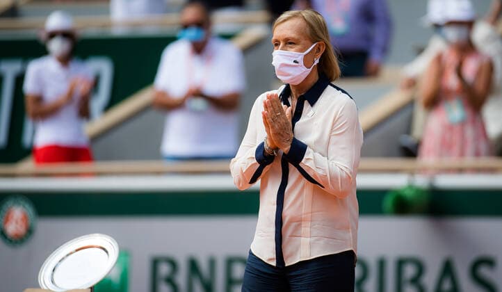 June 12, 2021, PARIS, FRANCE: Martina Navratilova at the trophy ceremony after the final of the 2021 Roland Garros Grand Slam Tournament PARIS FRANCE - ZUMAa181 20210612_zaa_a181_042 Copyright: xRobxPrangex