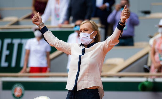 June 12, 2021, PARIS, FRANCE: Martina Navratilova at the trophy ceremony after the final of the 2021 Roland Garros Grand Slam Tournament PARIS FRANCE - ZUMAa181 20210612_zaa_a181_043 Copyright: xRobxPrangex