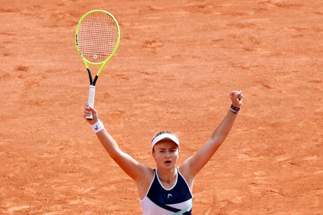 Final Women - Roland Garros 2021 Czech Republic s Barbora Krejcikova celebrates after winning against Russia s Anastasia Pavlyuchenkova during their women s singles final tennis match on Day 14 of The Roland Garros 2021 French Open tennis tournament in Paris on June 12, 2021. Paris France taamallah-notitle210612_npIxY  Copyright: xMehdixTaamallahx