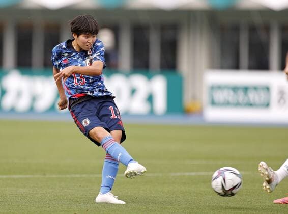Football: Japan-Mexico women s friendly Momoka Kinoshita of Japan scores her team s fourth goal in the second half of an International Friendly, Länderspiel, Nationalmannschaft against Mexico, held as a warm-up for this summer s Tokyo Olympics at Kanseki Stadium Tochigi in Utsunomiya, northeast of Tokyo, on June 13, 2021. Japan beat Mexico 5-1. 