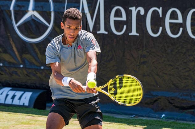 Felix Auger Aliassime CAN Germany, Stuttgart, 13 06 2021, Tennis, ATP250, MercedesCup 2021, Final, Marin Cilic CRO Felix Auger Aliassime CAN , TC Weissenhof Foto A2 Bildagentur Peter Hartenfelser