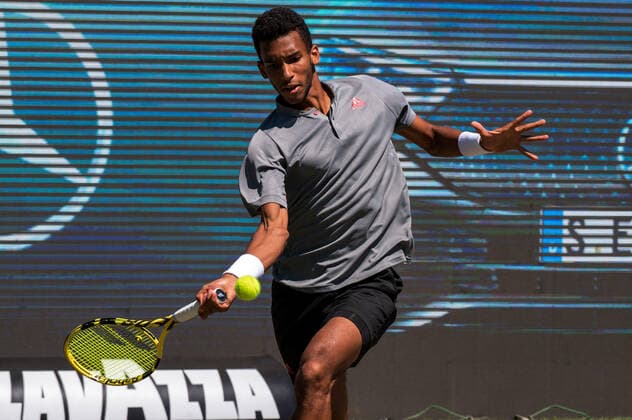 Felix Auger Aliassime CAN Germany, Stuttgart, 13 06 2021, Tennis, ATP250, MercedesCup 2021, Final, Marin Cilic CRO Felix Auger Aliassime CAN , TC Weissenhof Foto A2 Bildagentur Peter Hartenfelser