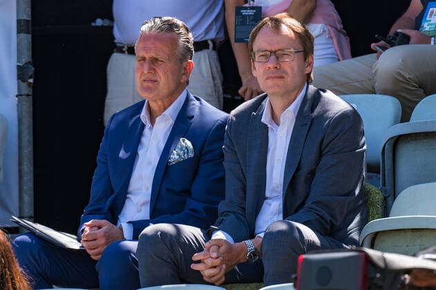 Mayor of the City of Stuttgart Dr Frank Nopper and Gert Brandner Board of TC Weissenhof e V Germany, Stuttgart, 13 06 2021, Tennis, ATP250, MercedesCup 2021, Final, Marin Cilic CRO Felix Auger Aliassime CAN , TC Weissenhof Foto A2 Bildagentur Peter Hartenfelser