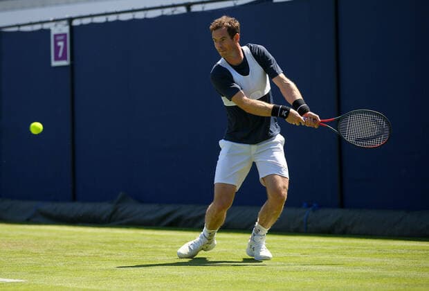 Mandatory Credit: Photo by Ella Ling BPI Shutterstock (12071105p) Andy Murray of Great Britain in action during practice Cinch Championships, Practice, Tennis, Queens Club, London, UK - 13 June 2021 EDITORIAL USE ONLY No use with unauthorised audio, video, data, fixture lists, club league logos or live services. Online in-match use limited to 120 images, no video emulation. No use in betting, games or single club league player publications. Cinch Championships, Practice, Tennis, Queens Club, London, UK - 13 June 2021 EDITORIAL USE ONLY No use with unauthorised audio, video, data, fixture lists, club league logos or live services. Online in-match use limited to 120 images, no video emulation. No use in betting, games or single club league player publications. Copyright: xEllaxLing BPI Shutterstockx 12071105p