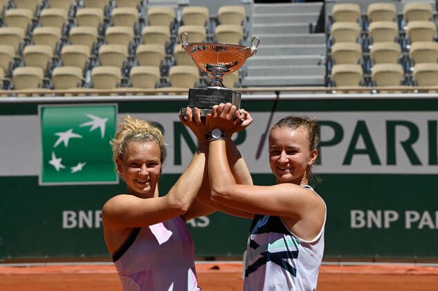 2021 Roland Garros Womens Double Final 13 06 2021 Barbora Krejcikova ,CZE and Katerina Siniakova , CZE beat Bethanie Mattek Sands USA and Iga Swiatek Poland