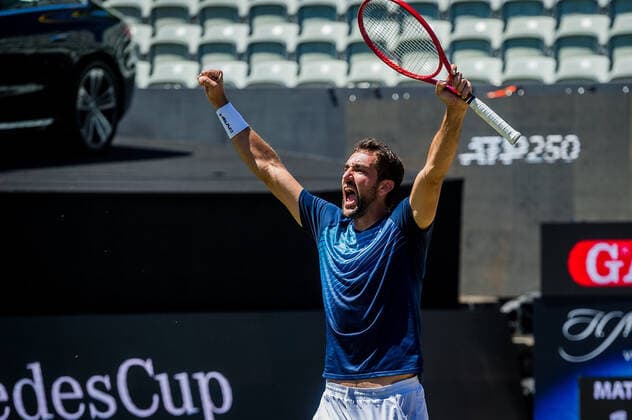Marin Cilic with winning pose at ATP250 ATP TOUR ATP Lawn Tournament MercedesCup 2021 Finals on 13 06 2021 in Stuttgart TC Weissenhof , Baden Wuerttemberg, Germany Stuttgart 13 06 21 Tennis , 13 06 2021, Stuttgart Germany xpxsdx