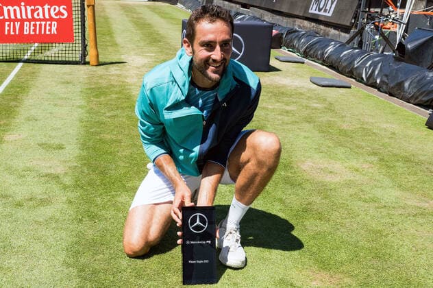 The winner of the MercedesCup 2021 Marin Cilic CRO Germany, Stuttgart, 13 06 2021, Tennis, ATP250, MercedesCup 2021, Final, Marin Cilic CRO Felix Auger Aliassime CAN , TC Weissenhof Foto A2 Bildagentur Peter Hartenfelser