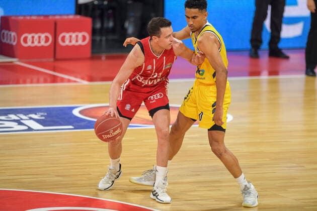 Basketball, BBL, 20210613, FC Bayern Munich Alba Berlin In the picture Zan Mark SISKO FC Bayern Munich, 31 and Maodo LO Alba Berlin, 0 Munich Audi Dome Bayern Germany Copyright: Passion2Press MarkusxFischerx