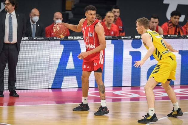 Basketball, BBL, 20210613, FC Bayern München Alba Berlin In the picture Wade BALDWIN FC Bayern München, 2 and Malte DELOW Alba Berlin, 6 Munich Audi Dome Bayern Germany Copyright: Passion2Press MarkusxFischerx
