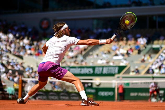 Stefanos Tsitsipas (Gre) TENNIS : Internationaux de France Roland Garros 2021 - Finale Hommes - Paris - 13 06 2021 JBAutissier Panoramic 