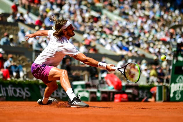 Stefanos Tsitsipas (Gre) TENNIS : Internationaux de France Roland Garros 2021 - Finale Hommes - Paris - 13 06 2021 JBAutissier Panoramic 