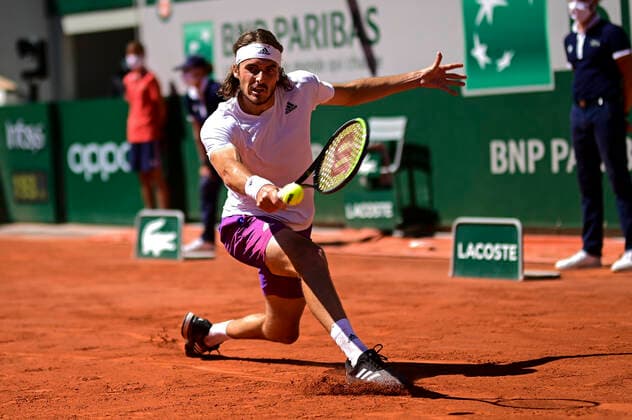 Stefanos Tsitsipas (Gre) TENNIS : Internationaux de France Roland Garros 2021 - Finale Hommes - Paris - 13 06 2021 JBAutissier Panoramic 