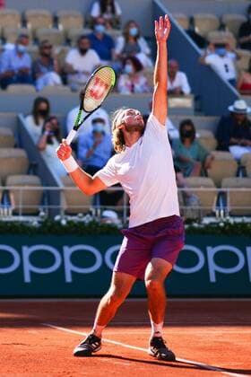 Mandatory Credit: Photo by Javier Garcia BPI Shutterstock (12058233he) Stefanos Tsitsipas during the Men s Singles final French Open Tennis, Day Fifteen, Roland Garros, Paris, France - 13 Jun 2021 French Open Tennis, Day Fifteen, Roland Garros, Paris, France - 13 Jun 2021  Copyright: xJavierxGarcia BPI Shutterstockx 12058233he