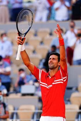 Mandatory Credit: Photo by Javier Garcia BPI Shutterstock (12058233il) Novak Djokovic celebrates winning the Men s Singles final French Open Tennis, Day Fifteen, Roland Garros, Paris, France - 13 Jun 2021 French Open Tennis, Day Fifteen, Roland Garros, Paris, France - 13 Jun 2021  Copyright: xJavierxGarcia BPI Shutterstockx 12058233il
