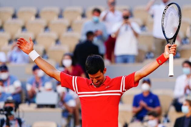 Mandatory Credit: Photo by Javier Garcia BPI Shutterstock (12058233iw) Novak Djokovic celebrates winning the Men s Singles final French Open Tennis, Day Fifteen, Roland Garros, Paris, France - 13 Jun 2021 French Open Tennis, Day Fifteen, Roland Garros, Paris, France - 13 Jun 2021  Copyright: xJavierxGarcia BPI Shutterstockx 12058233iw