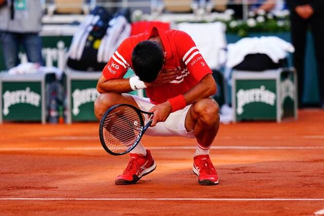Mandatory Credit: Photo by Javier Garcia BPI Shutterstock (12058233ix) Novak Djokovic celebrates winning the Men s Singles final French Open Tennis, Day Fifteen, Roland Garros, Paris, France - 13 Jun 2021 French Open Tennis, Day Fifteen, Roland Garros, Paris, France - 13 Jun 2021  Copyright: xJavierxGarcia BPI Shutterstockx 12058233ix