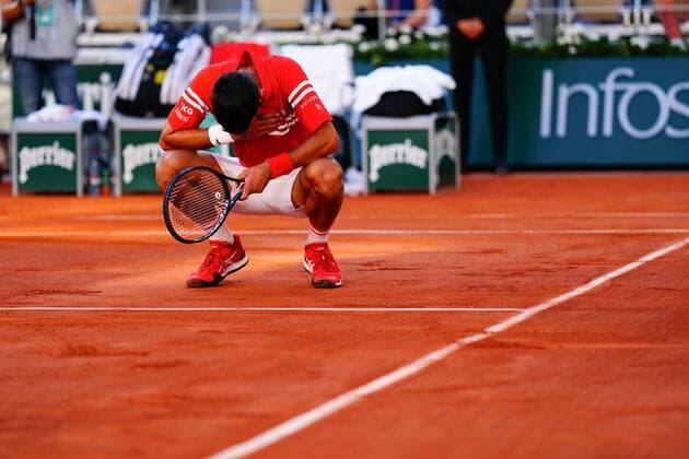 Mandatory Credit: Photo by Javier Garcia BPI Shutterstock (12058233iz) Novak Djokovic celebrates winning the Men s Singles final French Open Tennis, Day Fifteen, Roland Garros, Paris, France - 13 Jun 2021 French Open Tennis, Day Fifteen, Roland Garros, Paris, France - 13 Jun 2021  Copyright: xJavierxGarcia BPI Shutterstockx 12058233iz