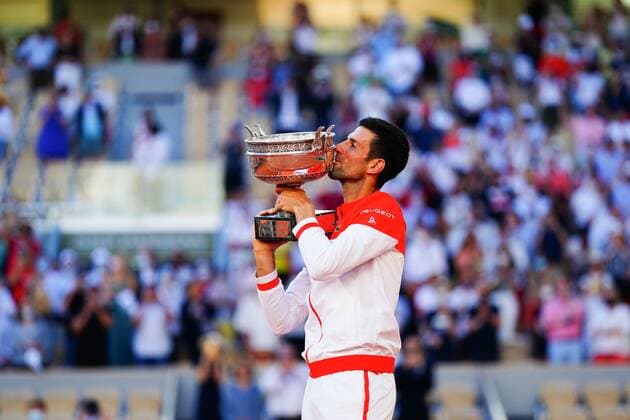 Mandatory Credit: Photo by Javier Garcia BPI Shutterstock (12058233jl) Novak Djokovic celebrates with the Musketeers Trophy after winning the Men s Singles final French Open Tennis, Day Fifteen, Roland Garros, Paris, France - 13 Jun 2021 French Open Tennis, Day Fifteen, Roland Garros, Paris, France - 13 Jun 2021  Copyright: xJavierxGarcia BPI Shutterstockx 12058233jl