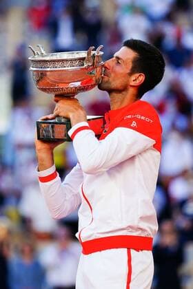 Mandatory Credit: Photo by Javier Garcia BPI Shutterstock (12058233jk) Novak Djokovic celebrates with the Musketeers Trophy after winning the Men s Singles final French Open Tennis, Day Fifteen, Roland Garros, Paris, France - 13 Jun 2021 French Open Tennis, Day Fifteen, Roland Garros, Paris, France - 13 Jun 2021  Copyright: xJavierxGarcia BPI Shutterstockx 12058233jk