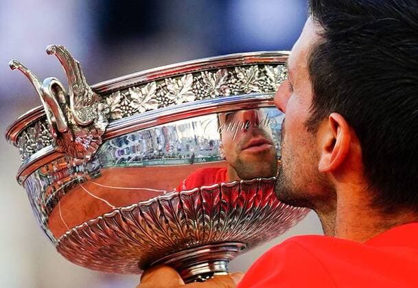 Mandatory Credit: Photo by Javier Garcia BPI Shutterstock (12058233kc) Novak Djokovic celebrates with the Musketeers Trophy after winning the Men s Singles final French Open Tennis, Day Fifteen, Roland Garros, Paris, France - 13 Jun 2021 French Open Tennis, Day Fifteen, Roland Garros, Paris, France - 13 Jun 2021  Copyright: xJavierxGarcia BPI Shutterstockx 12058233kc